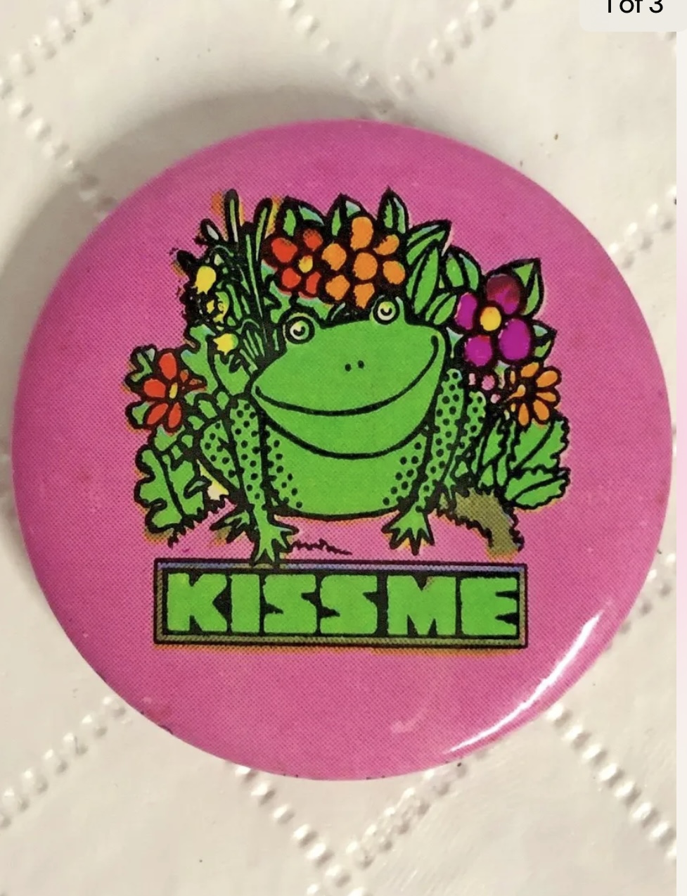 Kiss Me Pink Vintage Pin