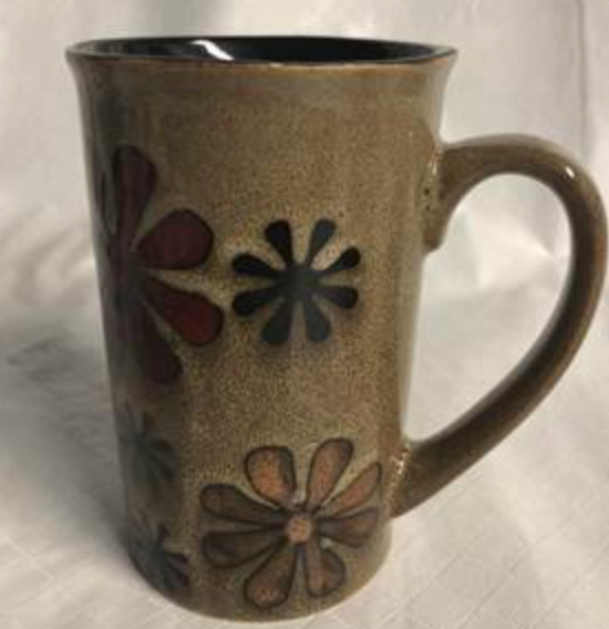retro coffee mug: floating flowers