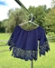 navy blue shirt juniors medium pretty embellished trim , free shipping -  