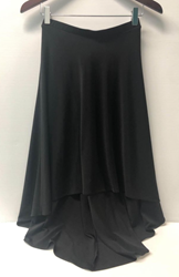 flowing black womens skirt,  front shorter than back, womens size small petite 