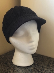 cable knit visor cap womens black one size fits most 